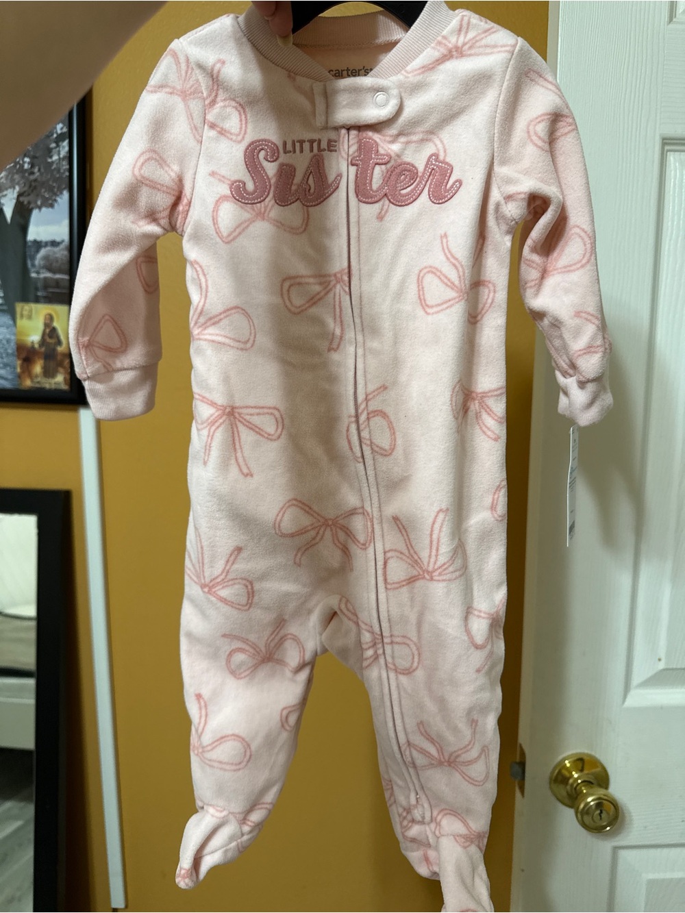 Carter's Pink Bow Footed One-Piece Sleeper